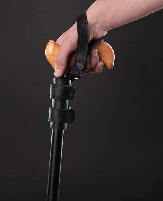 Walking Cane Wrist Strap Cords Black - Leather Natural
