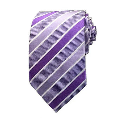Purple Striped Silk Tie for Men - Elegant Classy Accessory