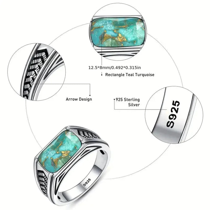 Handcrafted 925 Sterling Silver Turquoise Arrow Thumb Ring