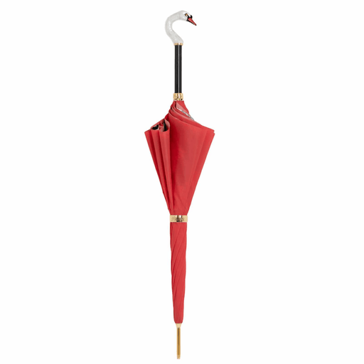 Swan Handle Red Double Cloth Umbrella for Women