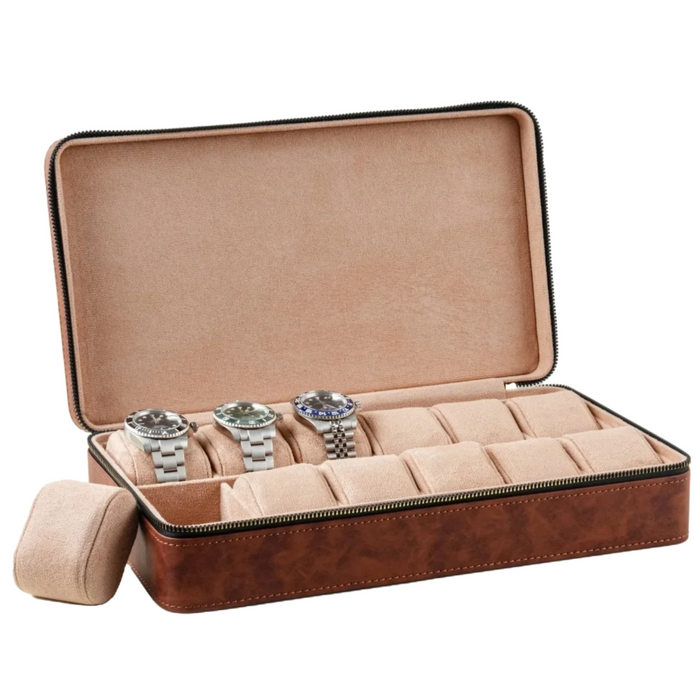 Luxury Watch Case with Logo – Gloss PU, 6/12 Slots, Scratchproof