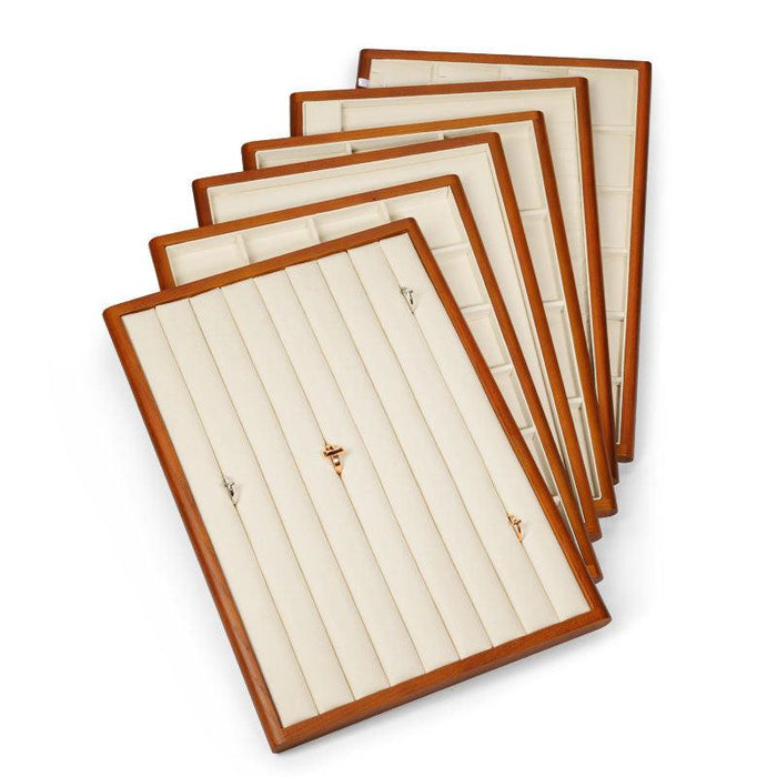 White Microfiber Wood Jewelry Display Tray Organizer