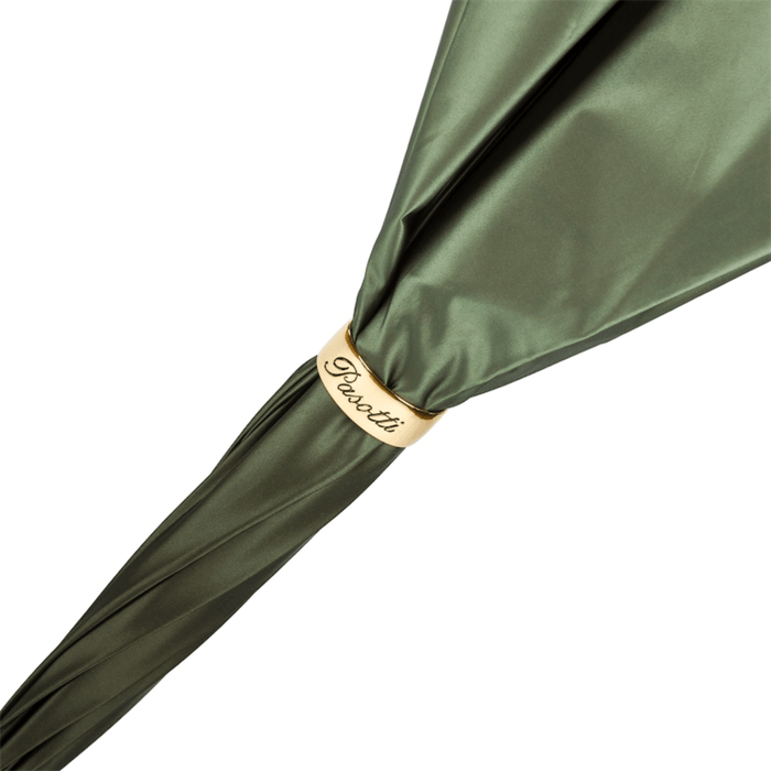 Jeweled Brass Handle Double Cloth Olive Green Umbrella