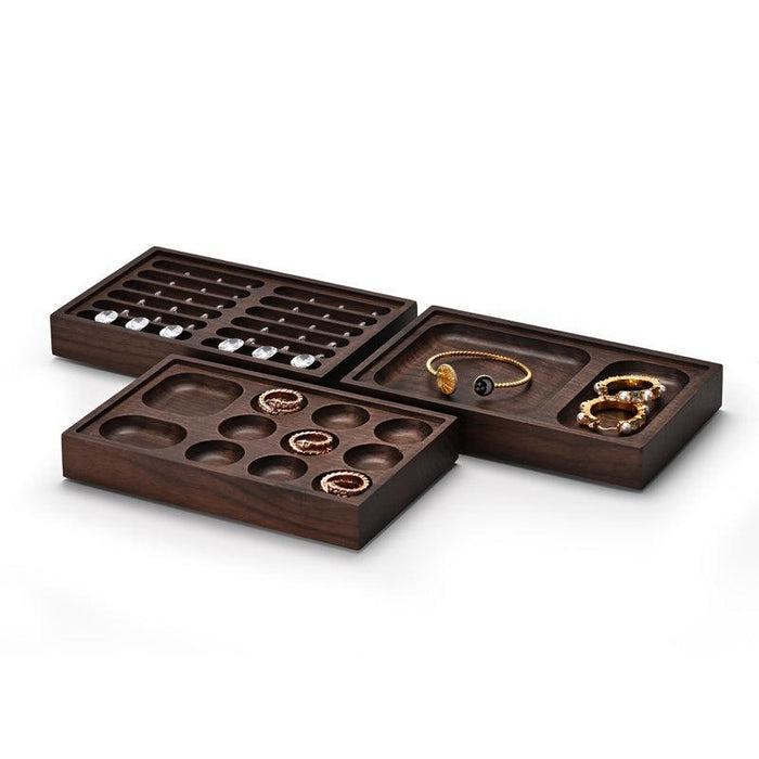 Stackable Walnut Wood Jewelry Display Tray