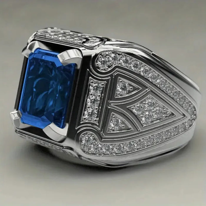 Luxury Retro Ring with Synthetic Sapphire – Stylish Accessory