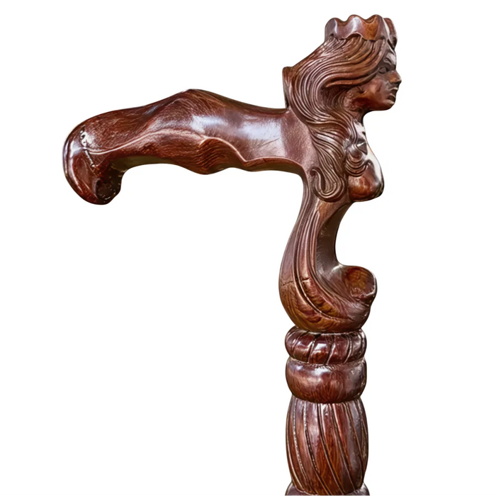 Unique Gothic Style Wooden Walking Cane, Ergonomic Handle