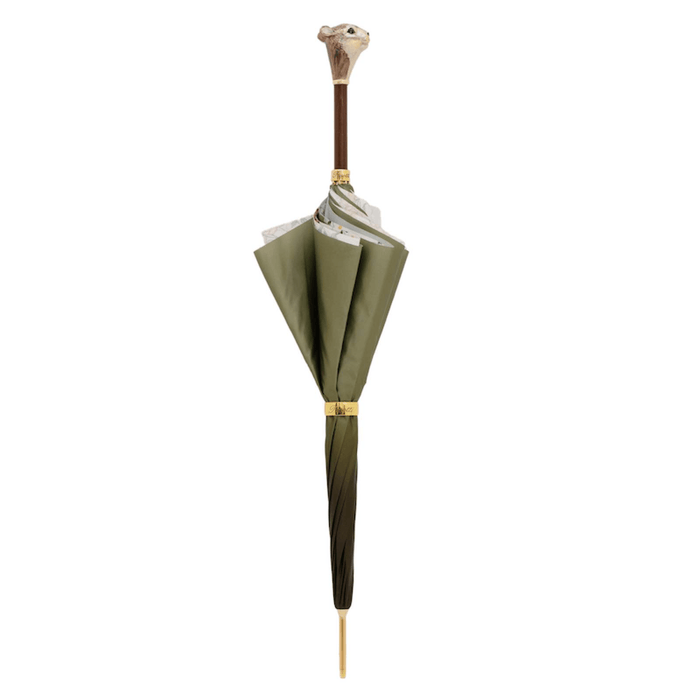 Green Squirrel Print Enamel Handle Umbrella - Pretty