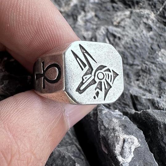 Egyptian Men's Silver Plated Brass Ring