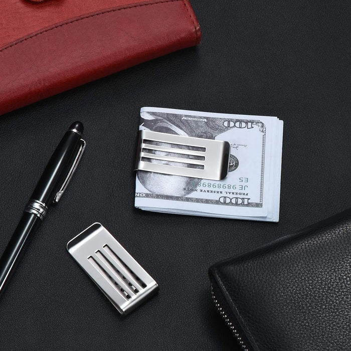 Stainless Steel Silver Money Clip Business Card Holder