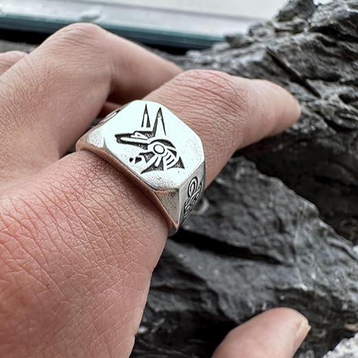 Egyptian Men's Silver Plated Brass Ring