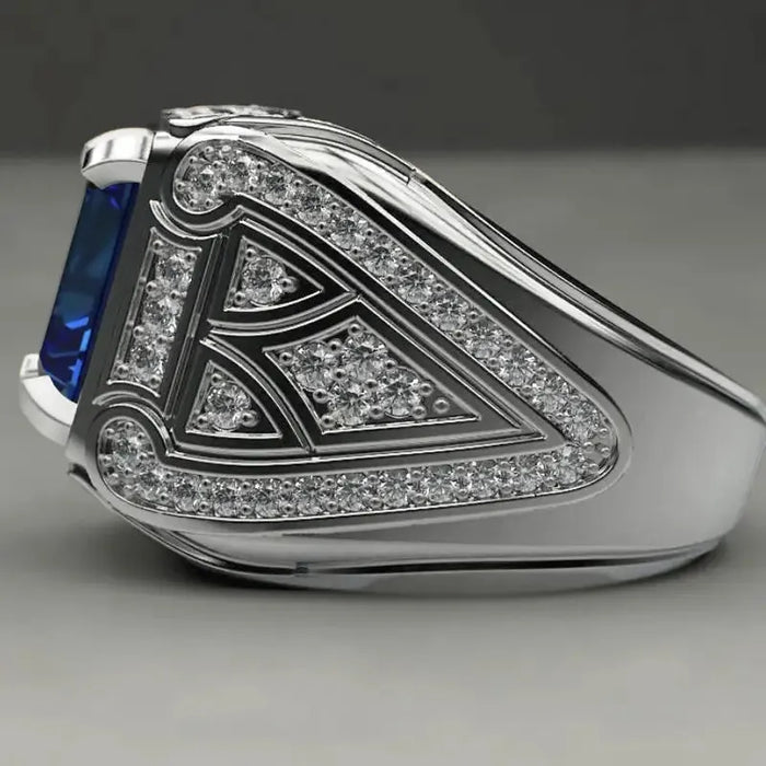 Luxury Retro Ring with Synthetic Sapphire – Stylish Accessory