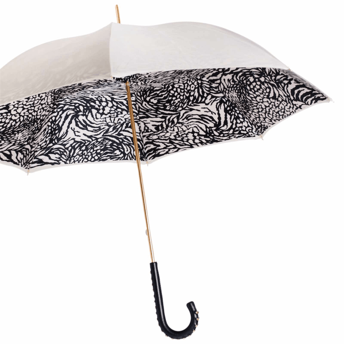 White Zebra Leather Glamour Umbrella Fashionable