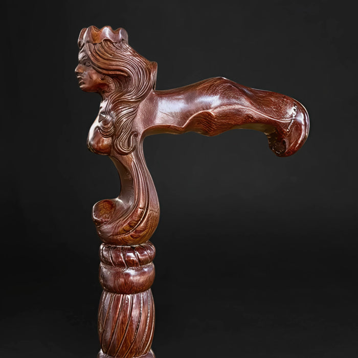 Unique Gothic Style Wooden Walking Cane, Ergonomic Handle