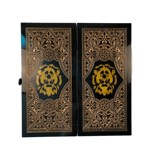 Luxury Black Acrylic Stone Backgammon "Lion" 60×30 cm