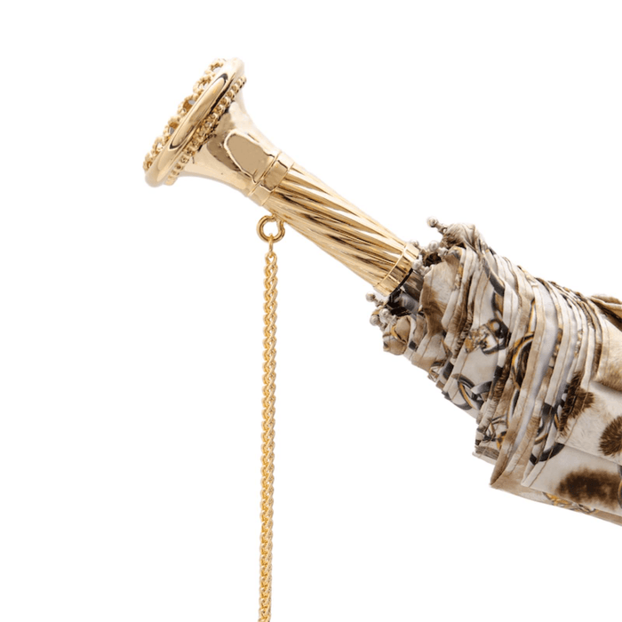 Leopard Chains Jewel Brass Chic Folding Umbrella