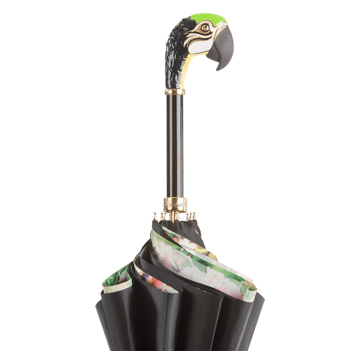 Parrot Black Print Designer Umbrella for Women