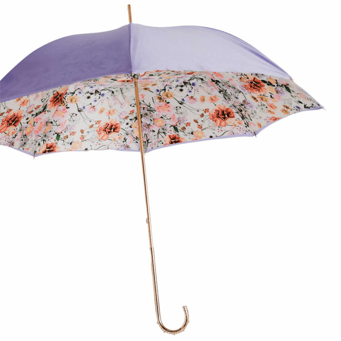 Vintage Umbrella Style, Jeweled Brass Handle Handcrafted
