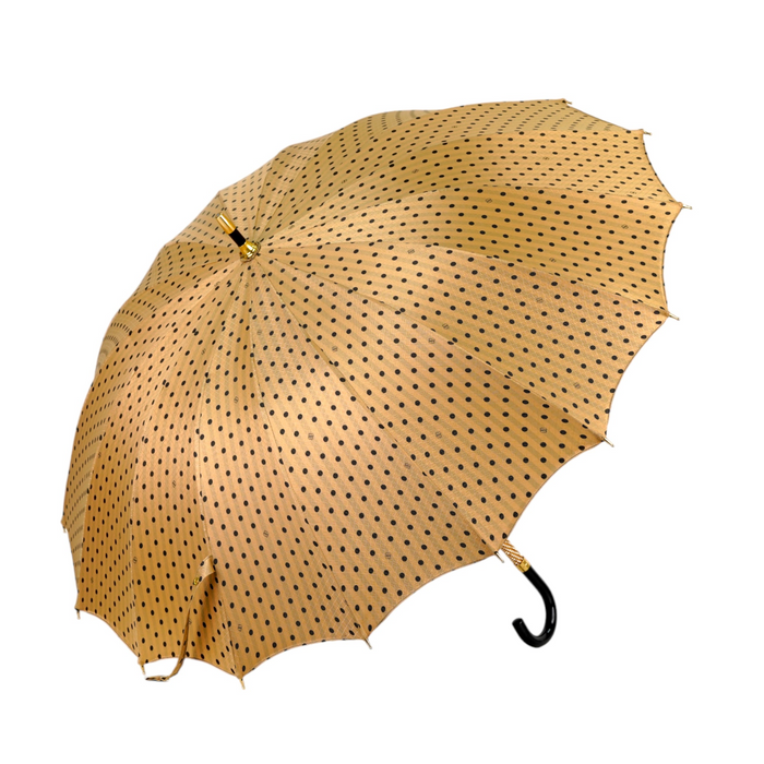 LIMITED COLLECTION - Exclusive Jaquard Polka Dot Gold Umbrella