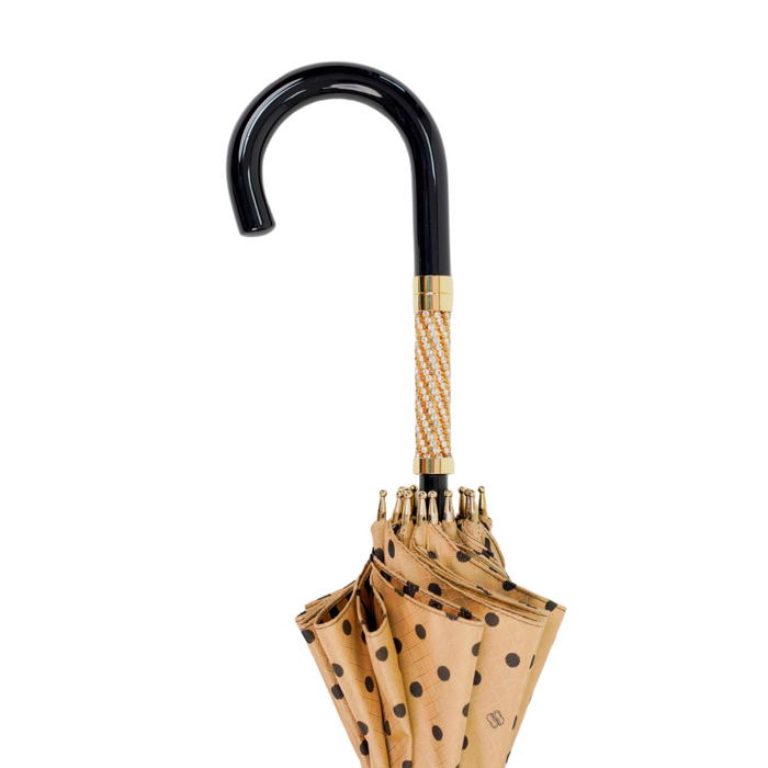 LIMITED COLLECTION - Exclusive Jaquard Polka Dot Gold Umbrella