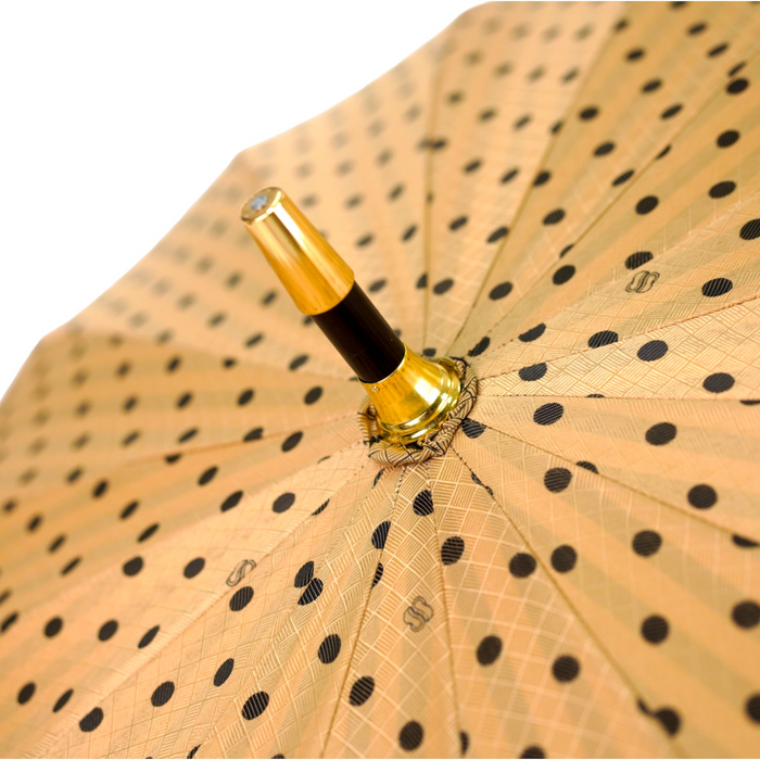 LIMITED COLLECTION - Exclusive Jaquard Polka Dot Gold Umbrella
