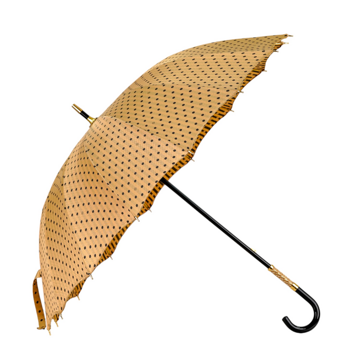 LIMITED COLLECTION - Exclusive Jaquard Polka Dot Gold Umbrella