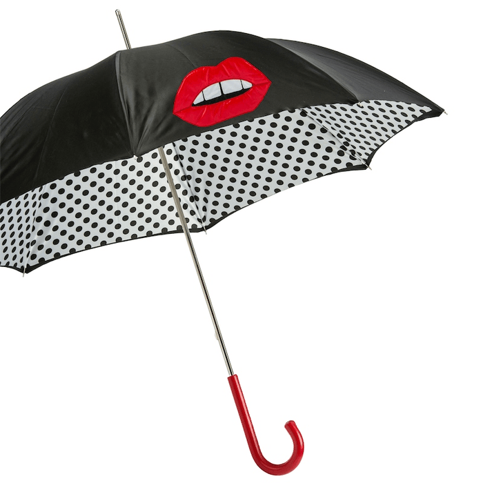 Unique Red Mouth Black Double Cloth Umbrella for Her