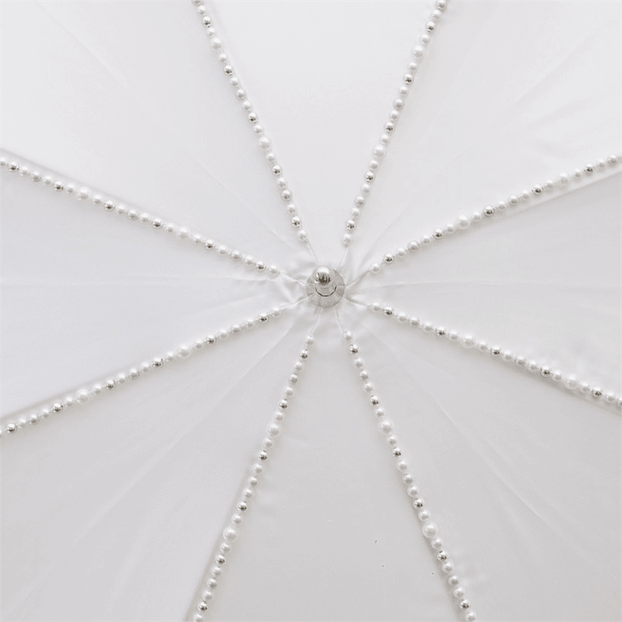 Wedding White Umbrella with Jeweled Brass Handle