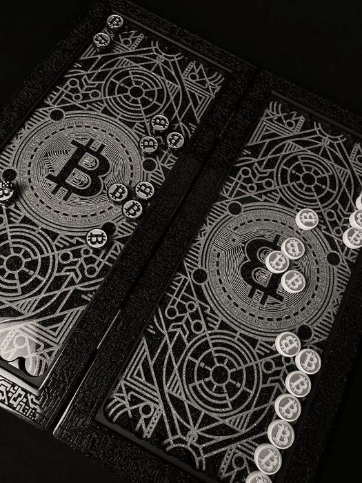 Stone Backgammon, Bitcoin Symbol On Top, Game Board, Limited
