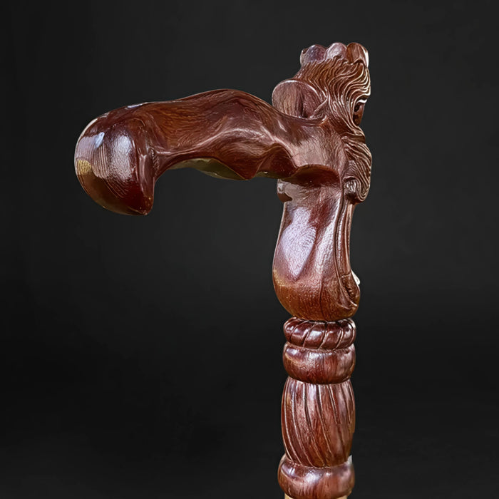 Unique Gothic Style Wooden Walking Cane, Ergonomic Handle