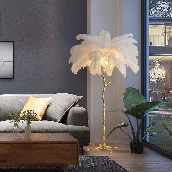Elegant Feather-Inspired Floor Lamp with a Soft and Luxurious Design