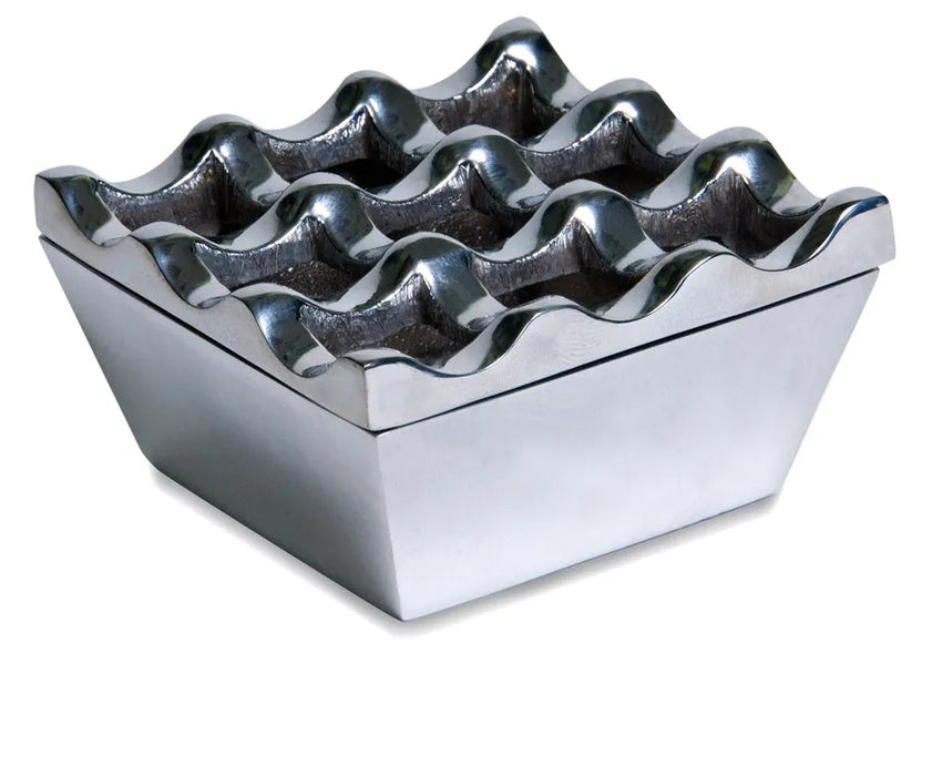 Stainless Steel Chrome Ashtray – 9-Hole Windproof Design