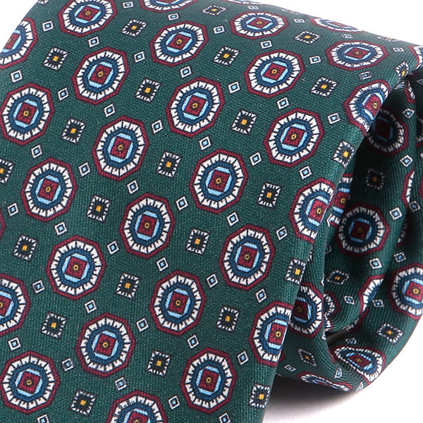 Marcello Green Motif Tie for Men – Classic 7.5cm Wide Neckwear
