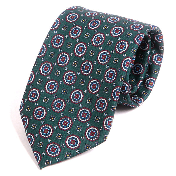 Marcello Green Motif Tie for Men – Classic 7.5cm Wide Neckwear