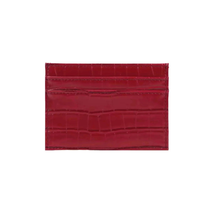 Elegant Dark Magenta Card Holder Italian Leather