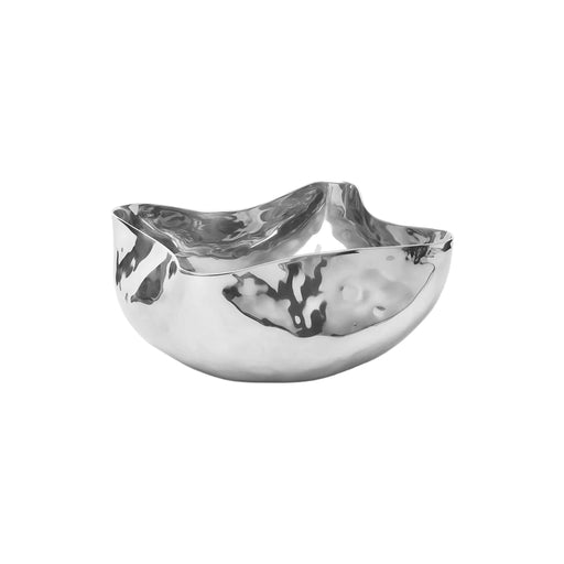 Shell Stainless Steel Bowl – Polished Hammered Design, 13.3"