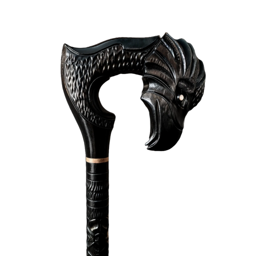 Black Raven Skull Walking Cane Crow Hand Carved, Gothic Modern Style