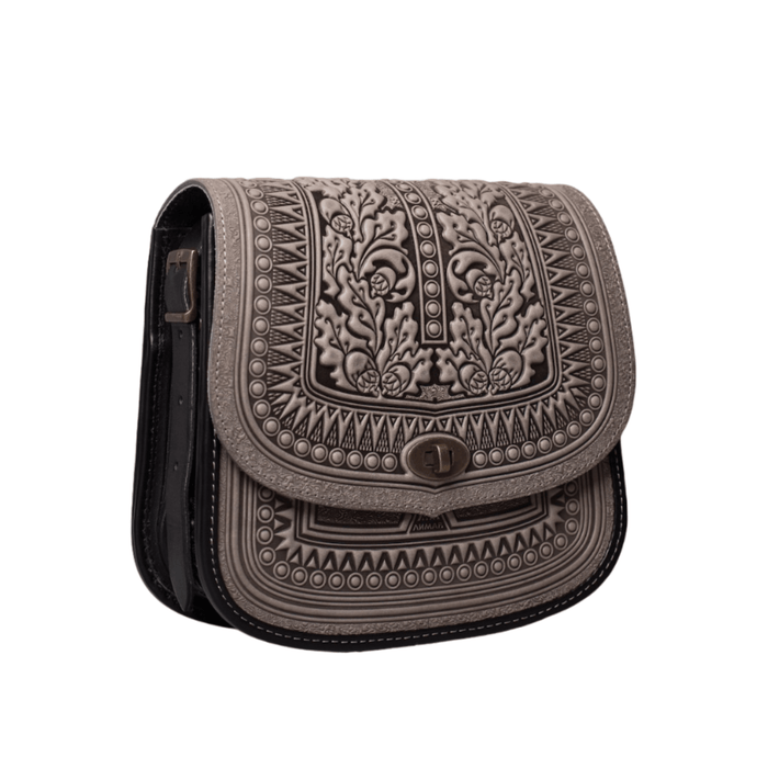 Modern Grey Leather Crossbody Purse, Stylish and Practical Shoulder Bag