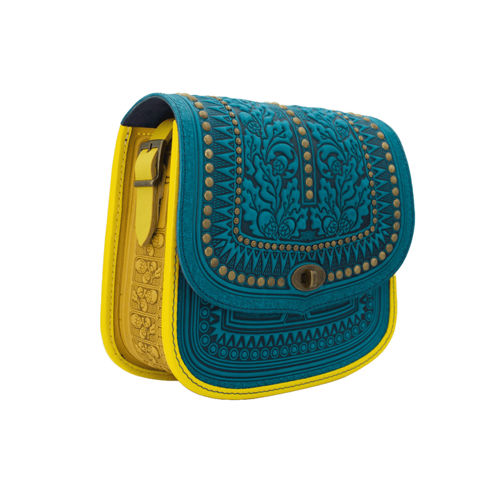 Stylish Bright Blue Leather Purse for Wife, Unique Blue Handbag, Ideal Gift