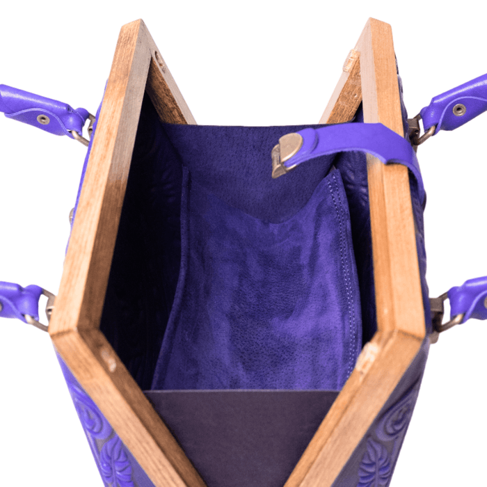 Purple Ultramarine Leather Purse for Women, Best Tote Bag with Top Handle