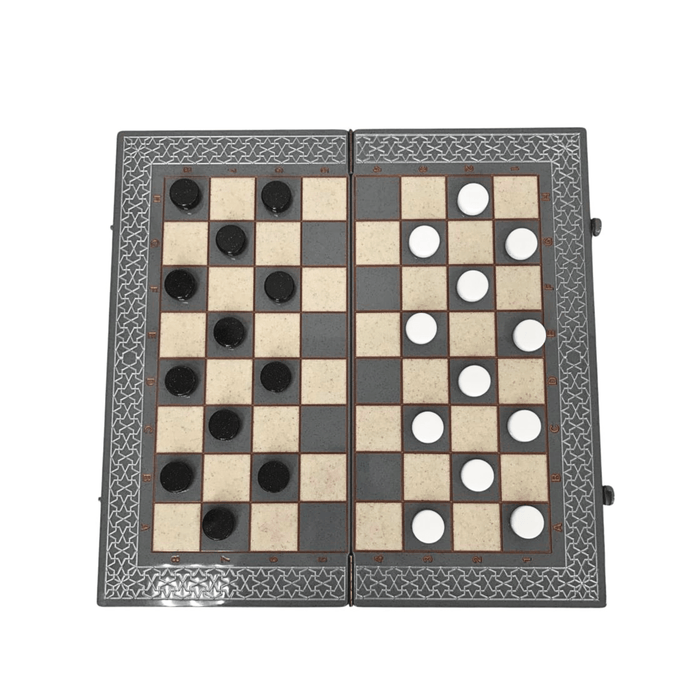 Luxury Grey Acrylic Stone Chess Set 47x24 cm