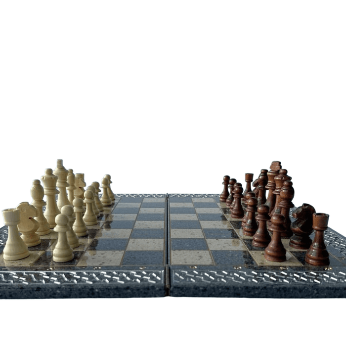 Luxury Grey Acrylic Stone Chess Set 47x24 cm