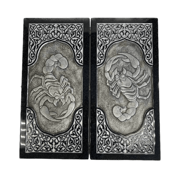 Luxury Black Acrylic Stone Backgammon "Scorpion" 58x28 cm