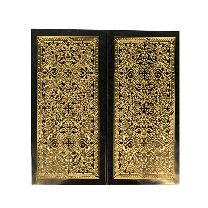 Luxury Black Acrylic Stone Backgammon Carved, Marble Backgammon Set