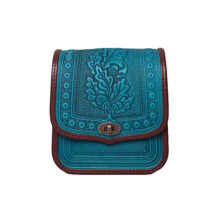 Turquoise and Bordo Crossbody Purse, Stylish Leather Shoulder Bag for Women