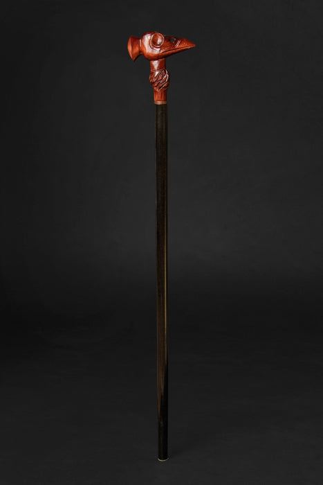 Black Crow Raven Corax Skull Walking Stick Hand Carved