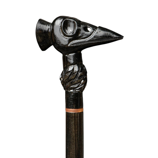 Black Crow Raven Corax Skull Walking Stick Hand Carved