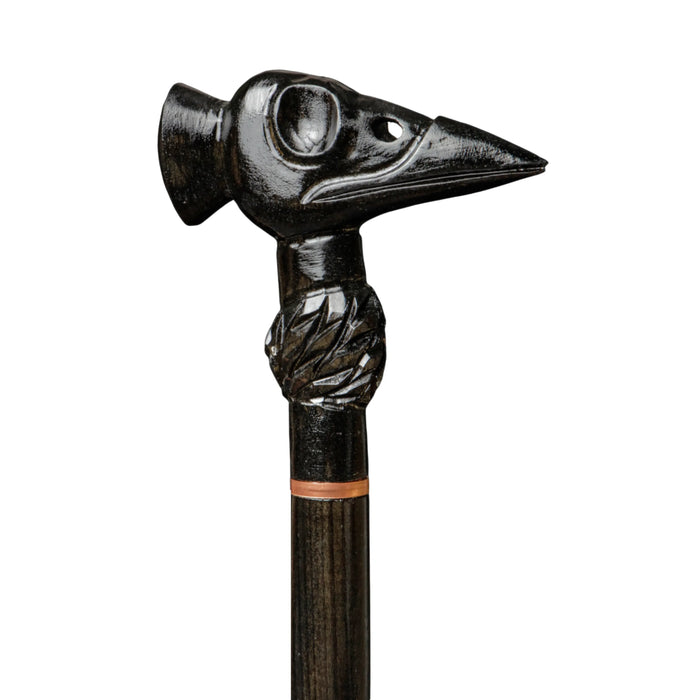Black Crow Raven Corax Skull Walking Stick Hand Carved