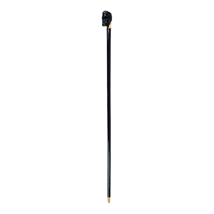 Awesome Walking Cane with Sculpted Black Skull Handle