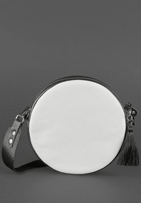 Stylish Round Leather Bag for Women with Decorative Tassel