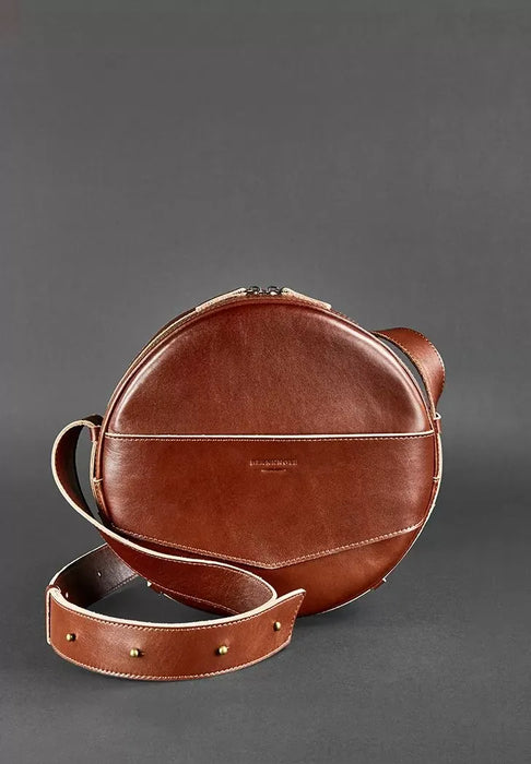 Functional Handmade Round Leather Backpack-Bag for Women